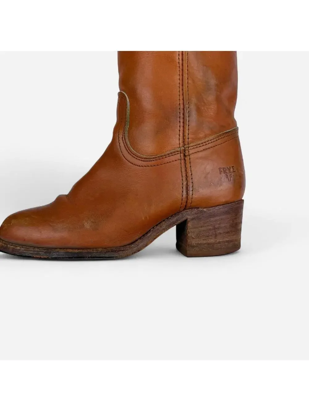 Frye 70s Campus Boots Tall Broken In Leather in Cognac Brown
